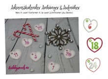 Stickserie - ITH Adventskalender Aufnäher & Anhänger Herz Zahlen